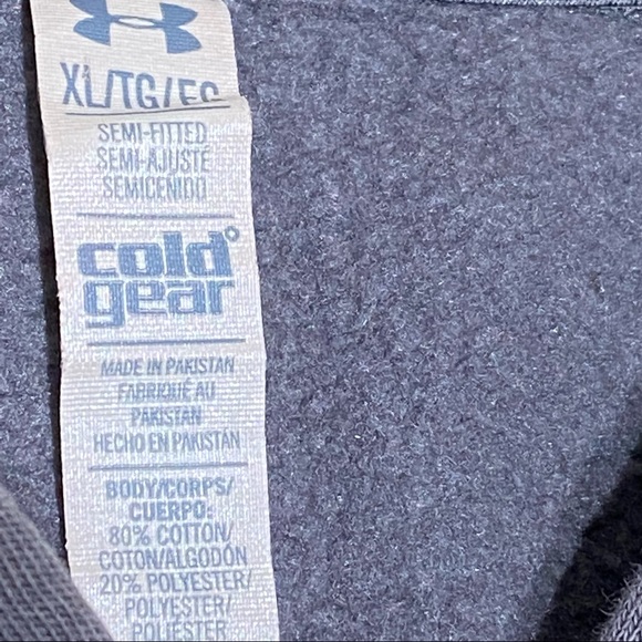Under Armour Storm cold gear grey kangaroo pocket 3/4 zip cinch hood pullover XL - Picture 7 of 7